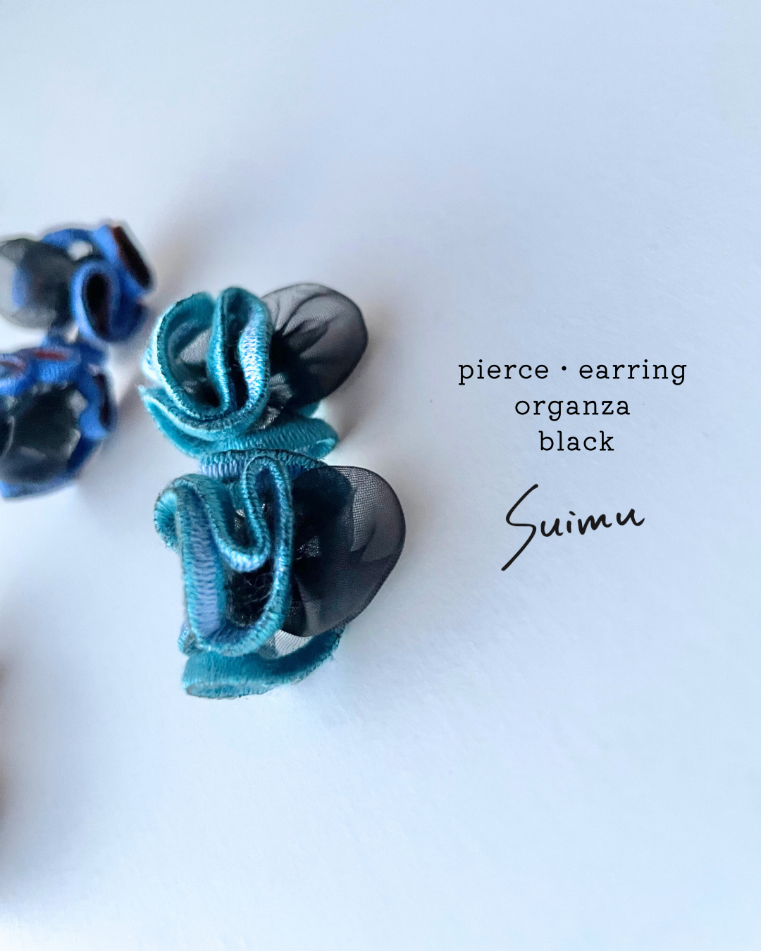 new!!pierce・earring organza black (pink purple)