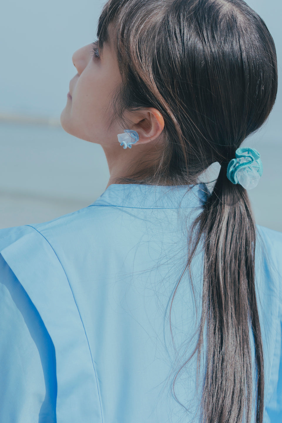 suimu(スイム)のオーガンジーにミシン刺繍した透明感と浮遊感のあるアクセサリー 小さめピアス、イヤリング 個性的 お洒落 オシャレ おしゃれ