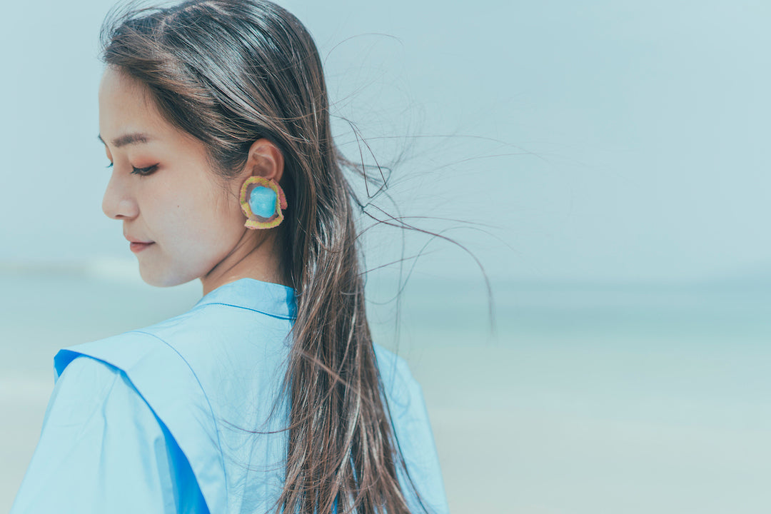 pierce・earring youmou(dark cyan×light green)