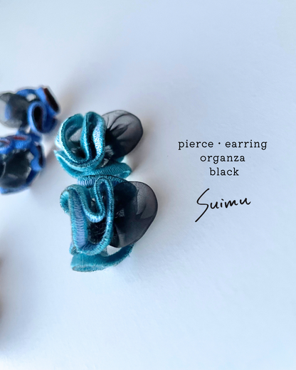 new!!pierce・earring organza black (blue green)
