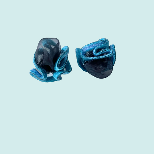 new!!pierce・earring organza black (blue green)