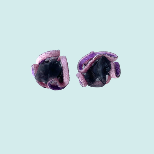 new!!pierce・earring organza black (pink purple)