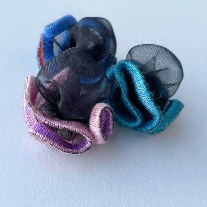 new!!pierce・earring organza black (blue green)