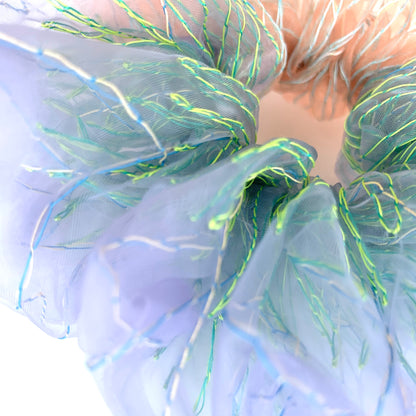 suimu(スイム)のボリューム感たっぷりのオーガンジーにミシン刺繍した透明感と浮遊感のあるヘアアクセサリー　人気のバイカラーシュシュ　夏