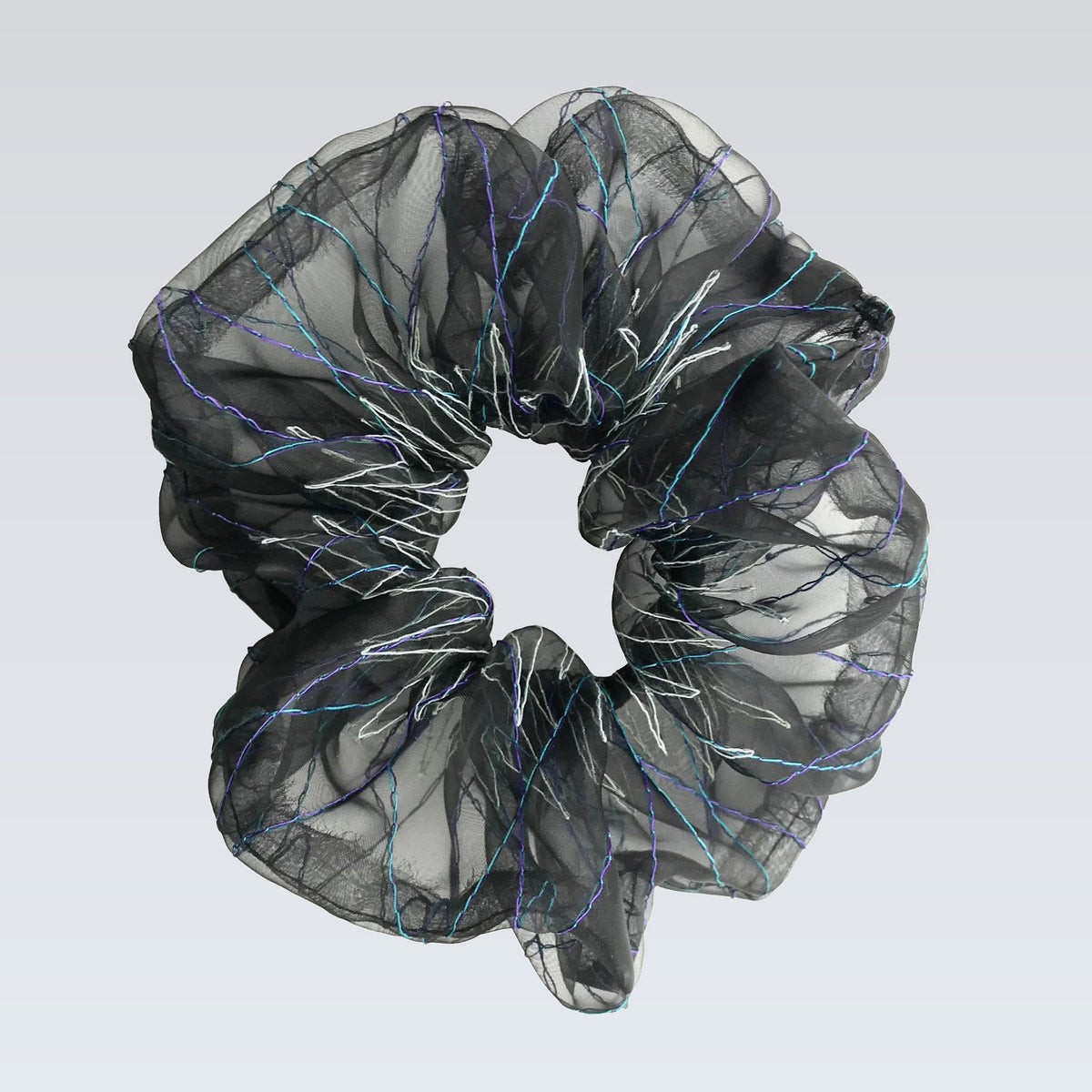 basic scrunchie｜black teal violet #15