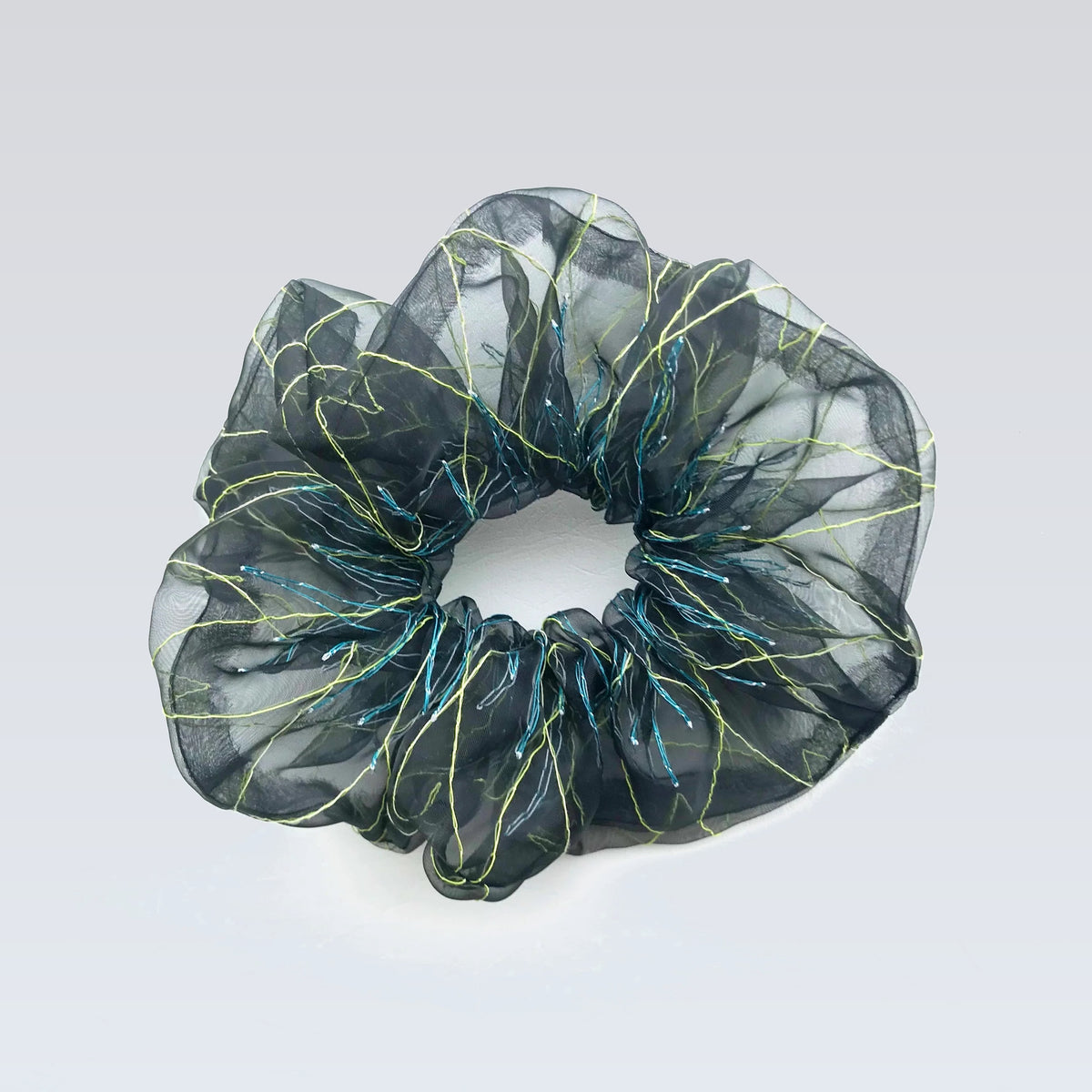 basic scrunchie｜black yellow teal #27