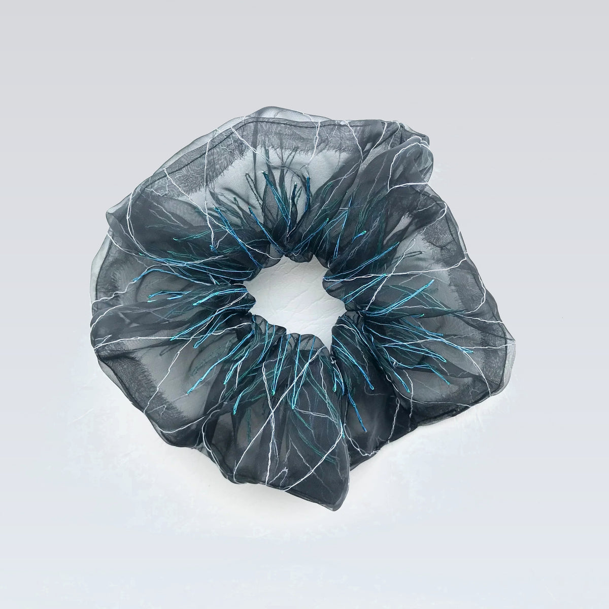 basic scrunchie｜black teal #28