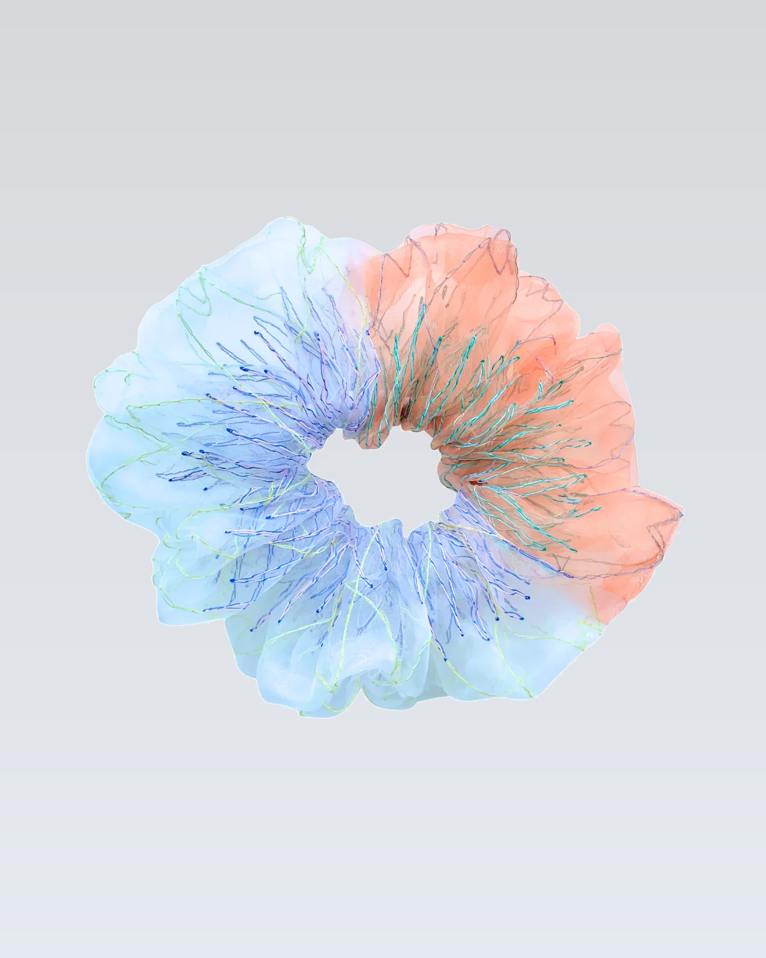 bicolor scrunchie｜clear orange #8
