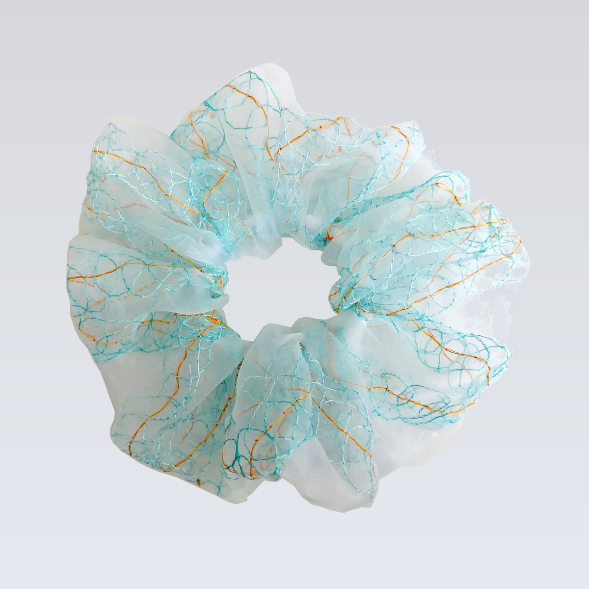 lace scrunchie｜turquoise orange #3