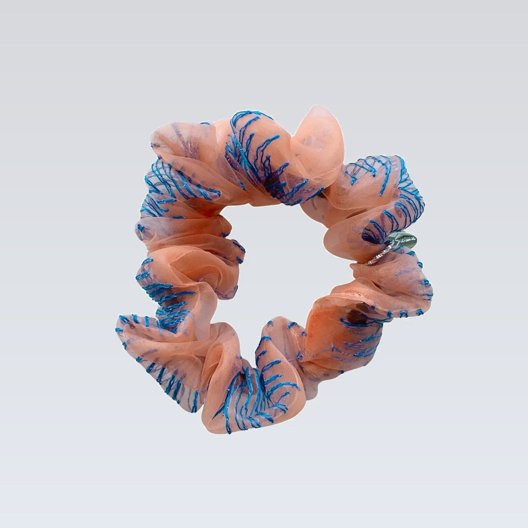mini scrunchie｜orange blue #15