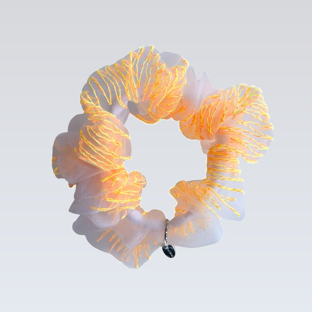 mini scrunchie｜neon yellow orange #6